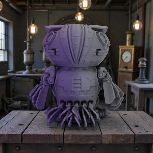 Cyber Owl Silk Midnight Purple - Back