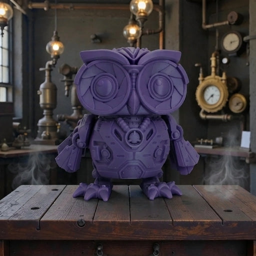 Cyber Owl Silk Midnight Purple - Front