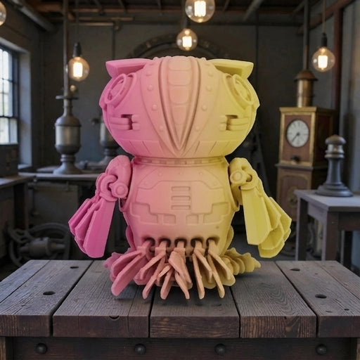 Cyber Owl Silk Pink Yellow - Back