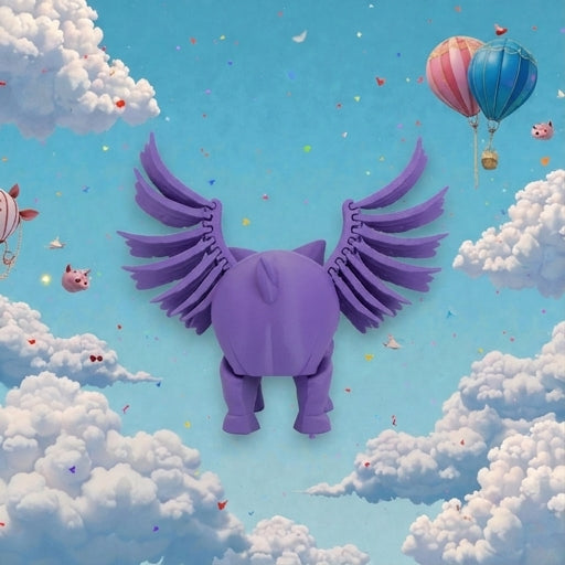 Flying Pig Silk Starling Purple - Back