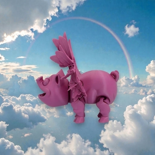Flying Pig Silk Teal Orange Red - Side