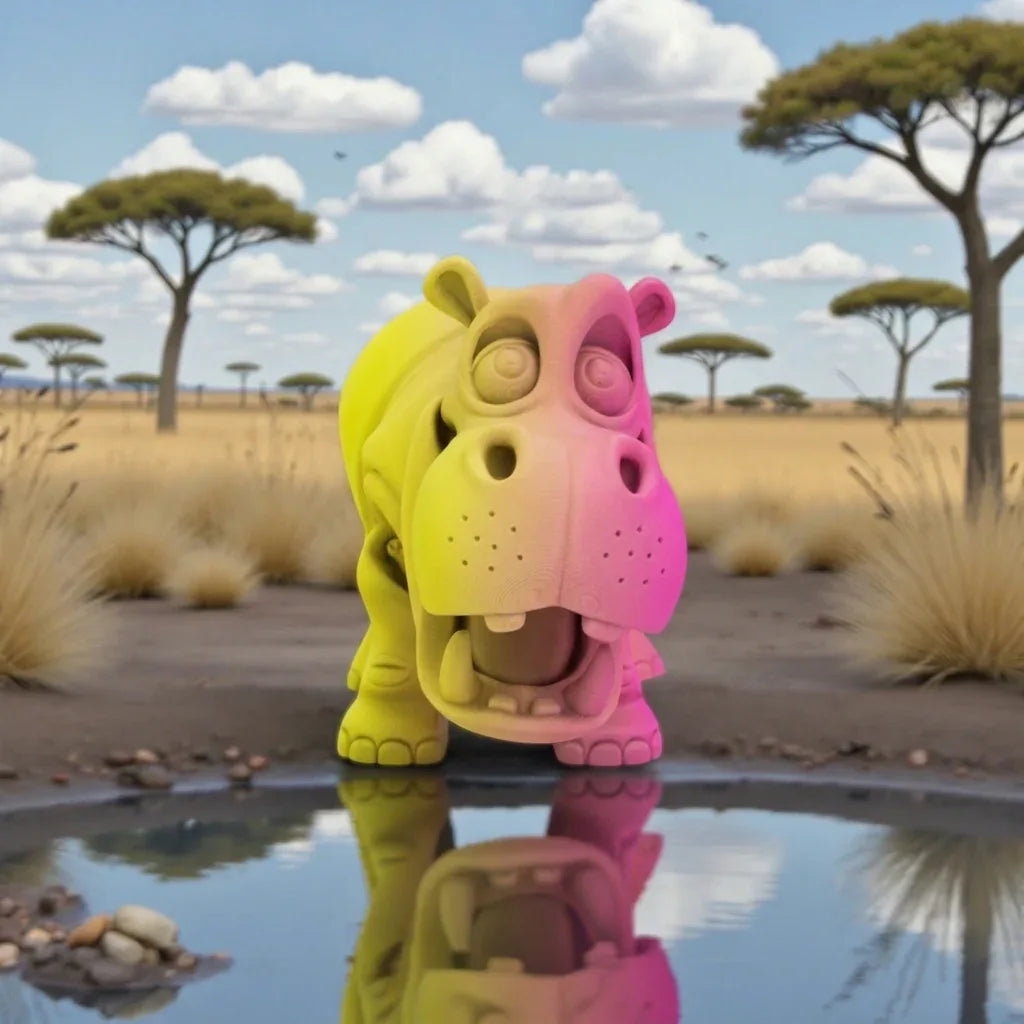 Hippo Silk Pink Yellow - Front