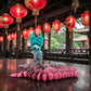 Imperial Dragon Silk Teal Orange Red - Back