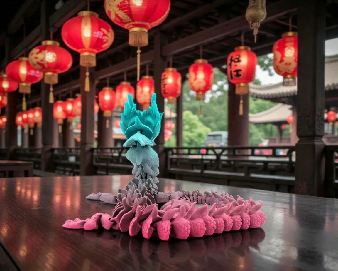 Imperial Dragon Silk Teal Orange Red - Back