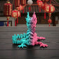 Imperial Dragon Silk Teal Orange Red - Front