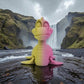 Loch Ness Monster Silk Pink Yellow - Front