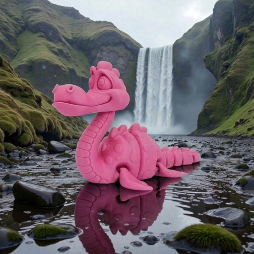 Loch Ness Monster Silk Pink Yellow - Side