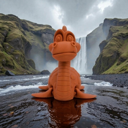 Loch Ness Monster Silk Red Copper - Front
