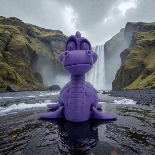Loch Ness Monster Silk Starling Purple - Front