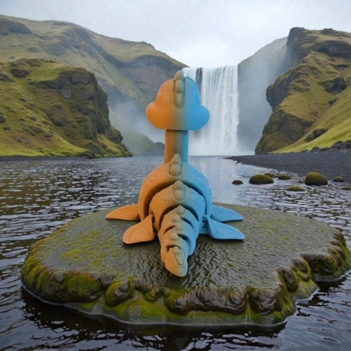 Loch Ness Monster Silk Tropical Sunset - Back