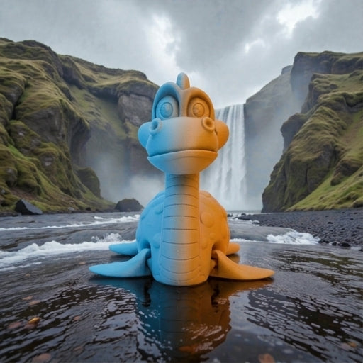 Loch Ness Monster Silk Tropical Sunset - Front