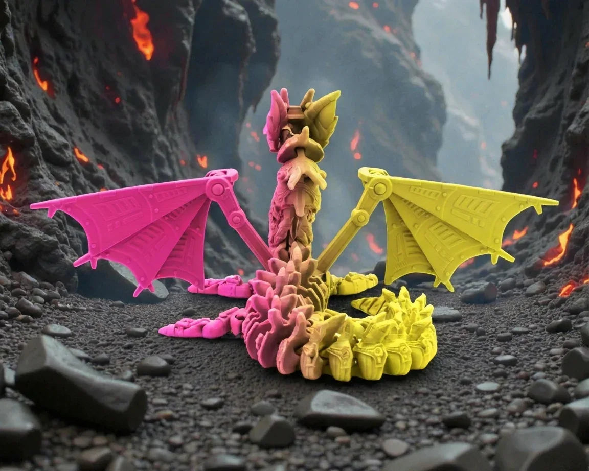 Mech Dragon Silk Pink Yellow - Back