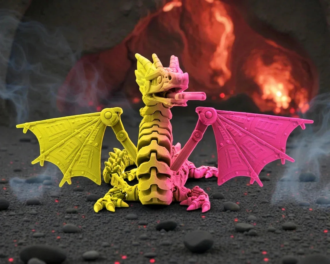Mech Dragon Silk Pink Yellow - Front
