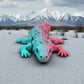 Mini Skeleton Dragon Silk Teal Orange Red - Front