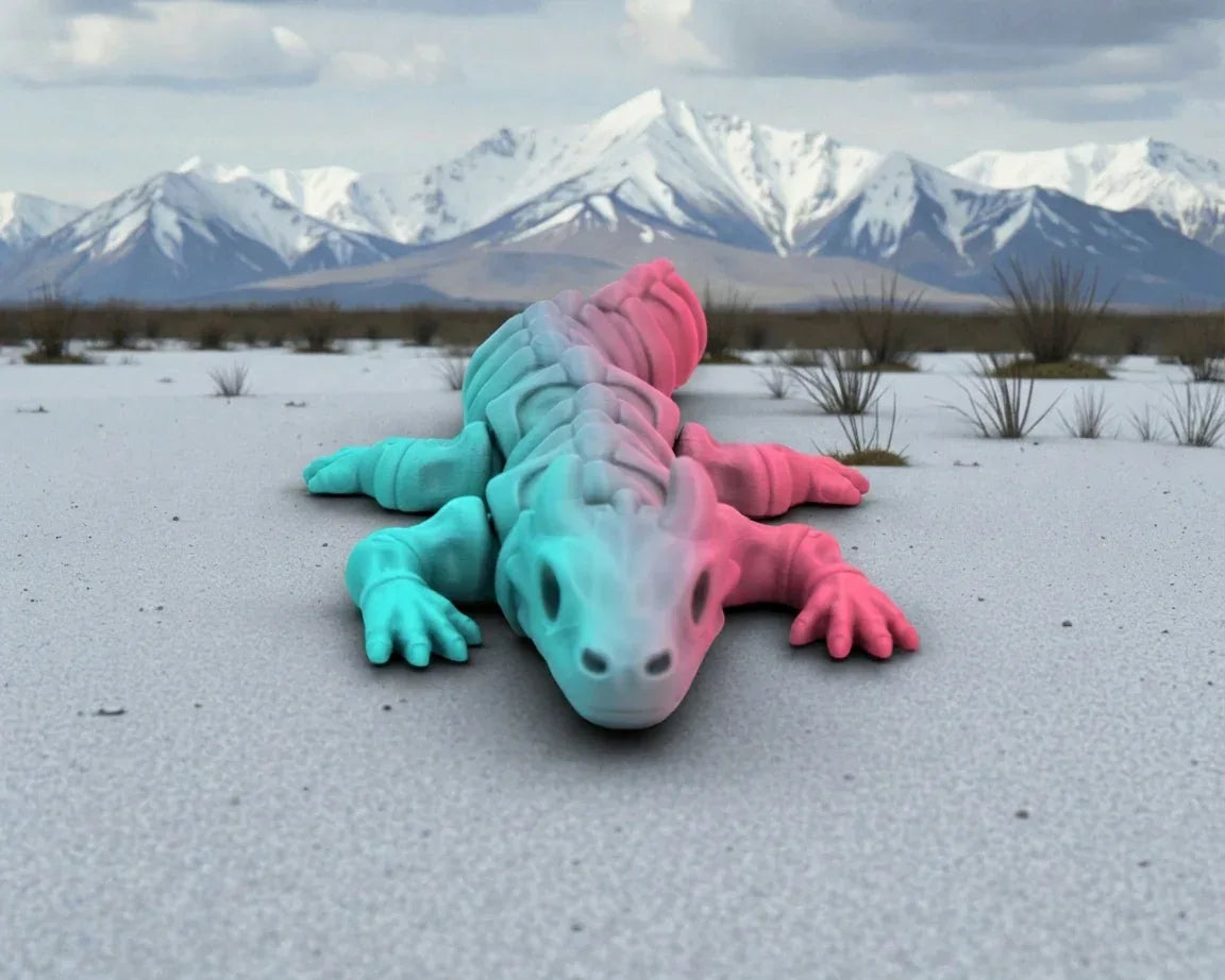 Mini Skeleton Dragon Silk Teal Orange Red - Front