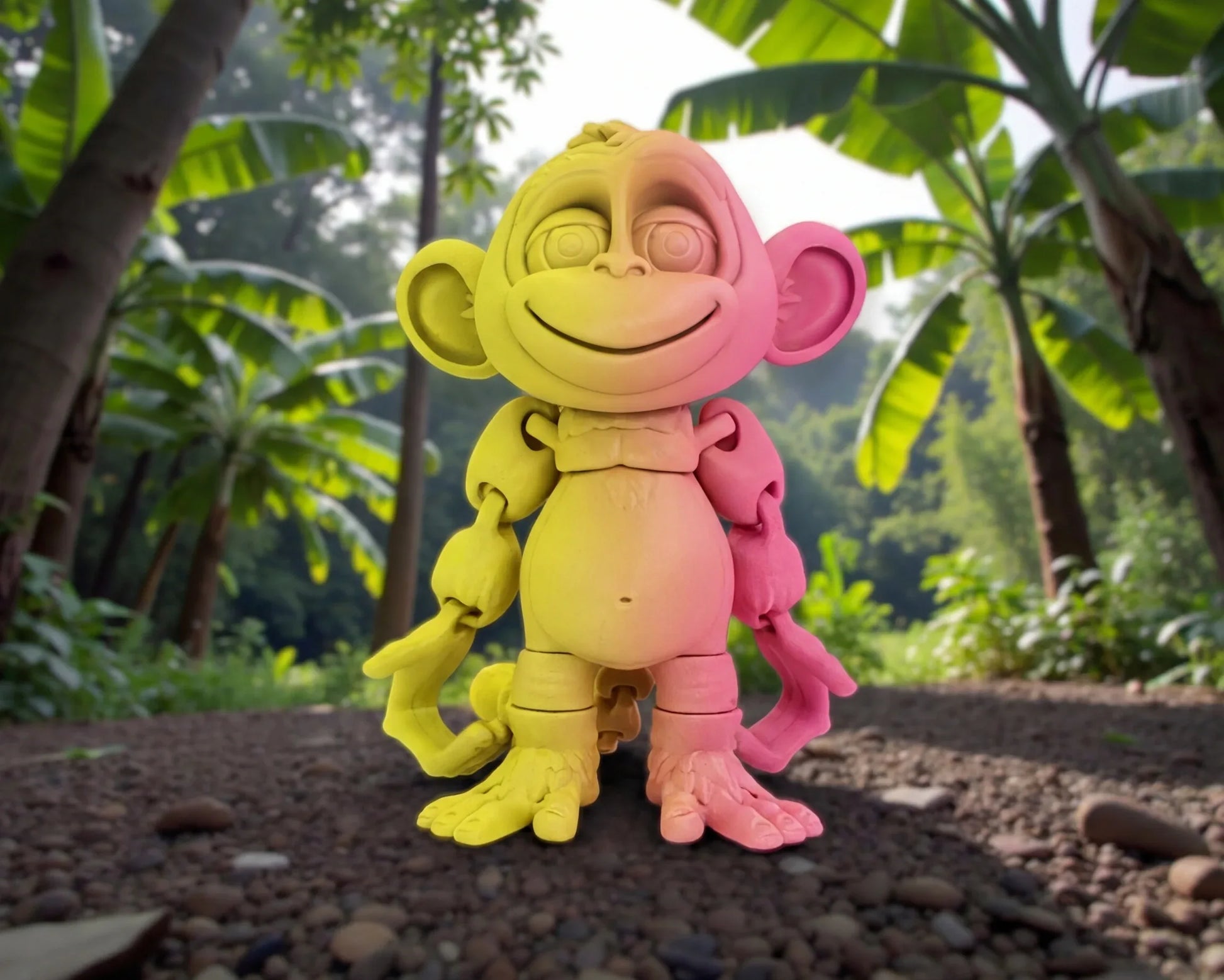 Monkey Silk Pink Yellow - Front