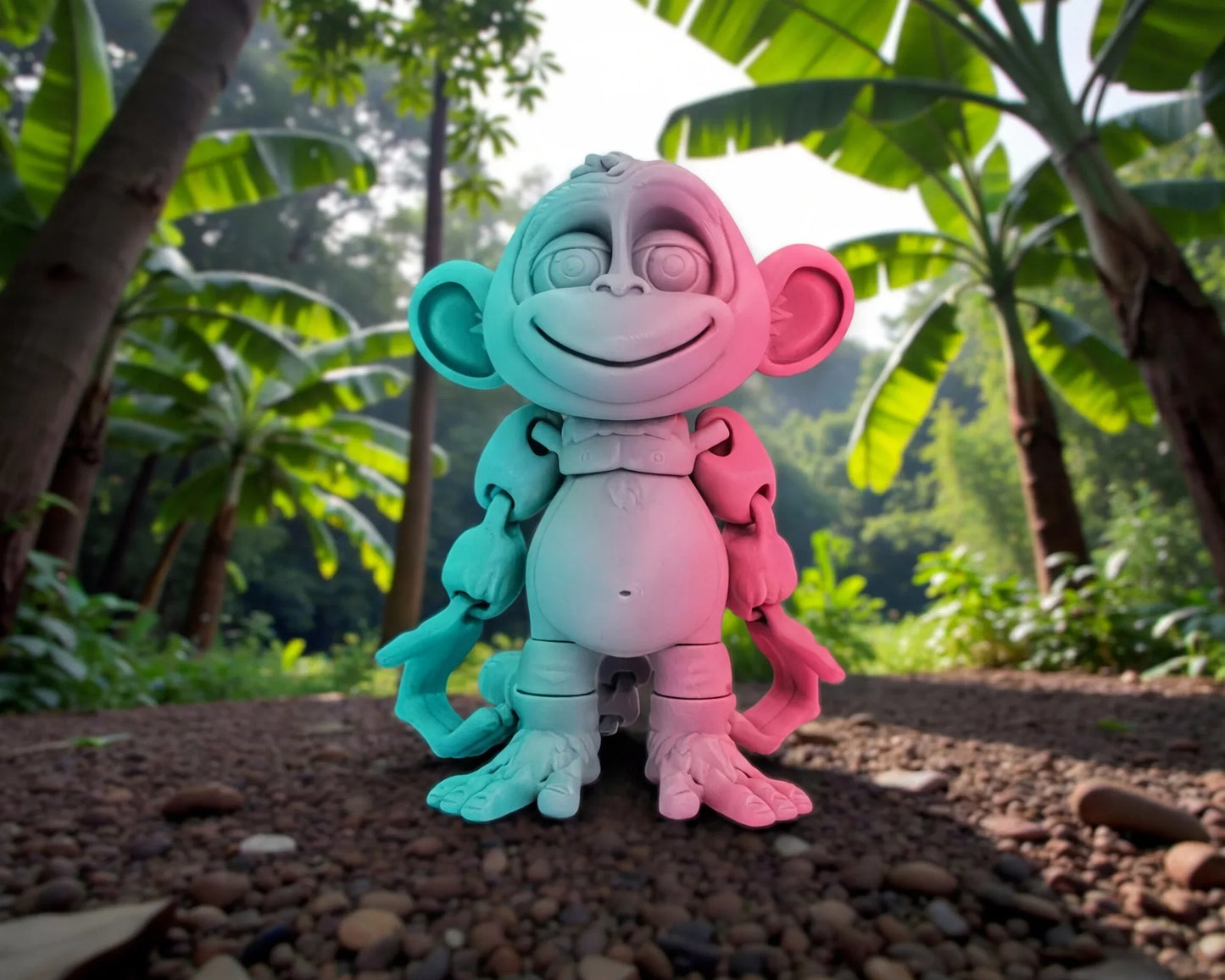Monkey Silk Teal Orange Red - Front