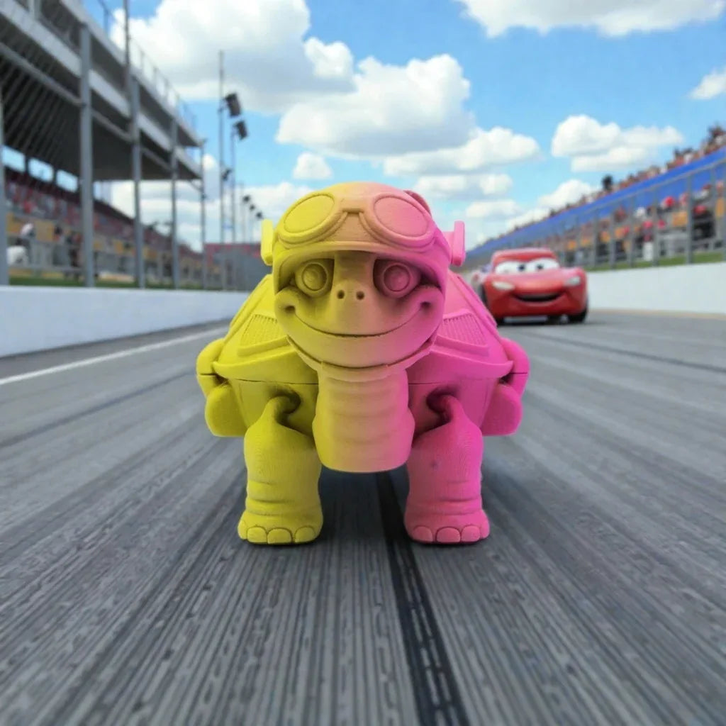 Racing Tortoise Silk Pink Yellow - Front