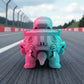 Racing Tortoise Silk Teal Orange Red - Back