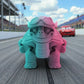 Racing Tortoise Silk Teal Orange Red - Front