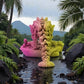 Skeleton Ankylosaurus Silk Pink Yellow - Back