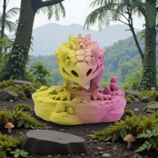 Skeleton Ankylosaurus Silk Pink Yellow - Front
