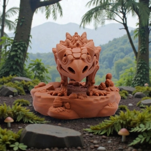 Skeleton Ankylosaurus Silk Red Copper - Front