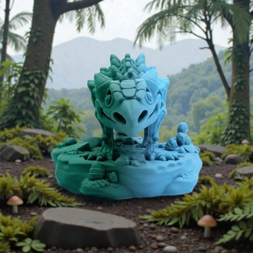 Skeleton Ankylosaurus Silk Sapphire Forest - Front