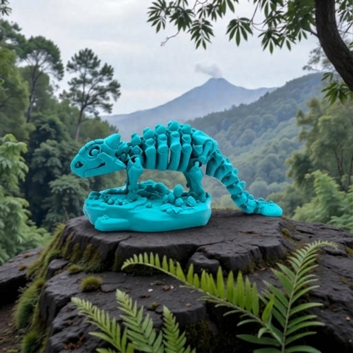 Skeleton Ankylosaurus Silk Sapphire Forest - Side