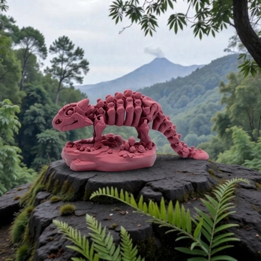 Skeleton Ankylosaurus Silk Smokey Wine - Side