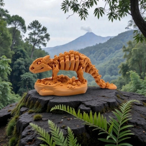 Skeleton Ankylosaurus Silk Tropical Sunset - Side