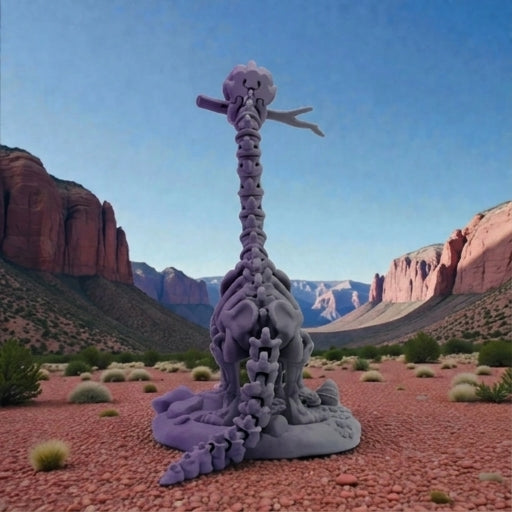 Skeleton Brachiosaurus With Stand And Stick Silk Midnight Purple - Back