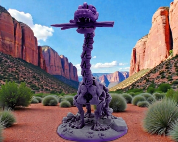 Skeleton Brachiosaurus With Stand And Stick Silk Midnight Purple - Front