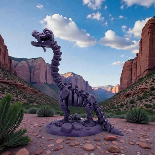 Skeleton Brachiosaurus With Stand And Stick Silk Midnight Purple - Side