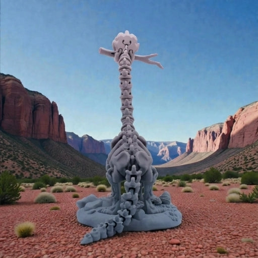 Skeleton Brachiosaurus With Stand And Stick Silk Rainbow - Back