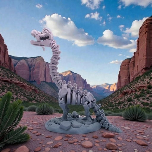 Skeleton Brachiosaurus With Stand And Stick Silk Rainbow - Side