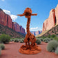 Skeleton Brachiosaurus With Stand And Stick Silk Red Copper - Front