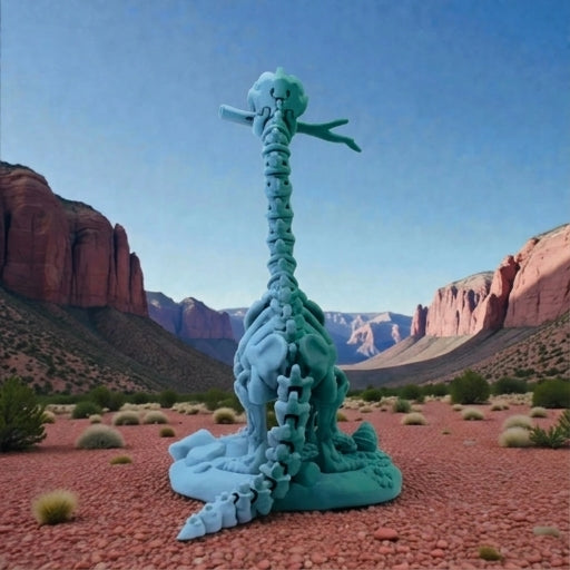 Skeleton Brachiosaurus With Stand And Stick Silk Sapphire Forest - Back