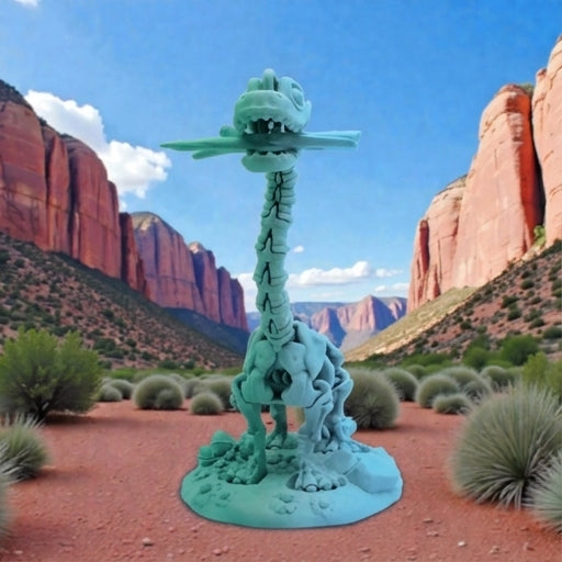 Skeleton Brachiosaurus With Stand And Stick Silk Sapphire Forest - Front