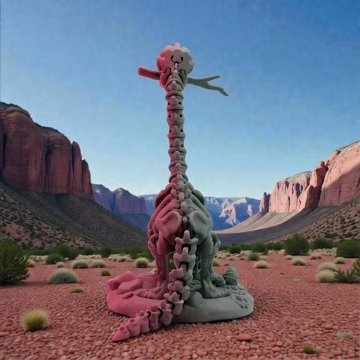 Skeleton Brachiosaurus With Stand And Stick Silk Smokey Wine - Back