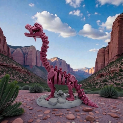 Skeleton Brachiosaurus With Stand And Stick Silk Smokey Wine - Side