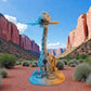 Skeleton Brachiosaurus With Stand And Stick Silk Tropical Sunset - Front