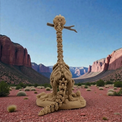 Skeleton Brachiosaurus With Stand And Stick Wood - Back