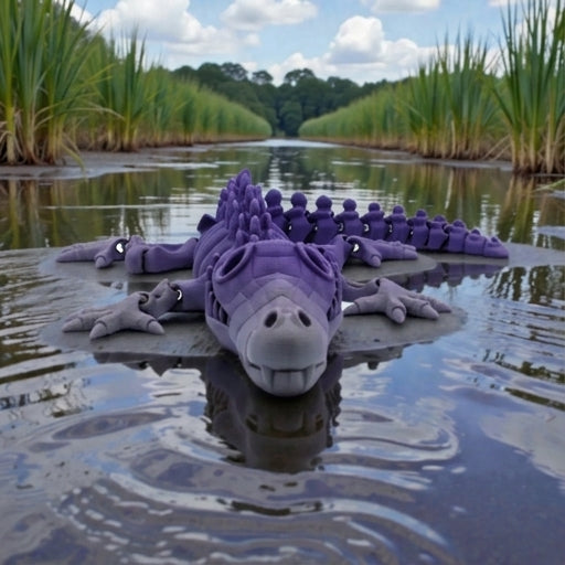 Skeleton Crocodile Silk Midnight Purple - Front