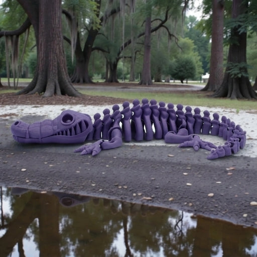 Skeleton Crocodile Silk Midnight Purple - Side