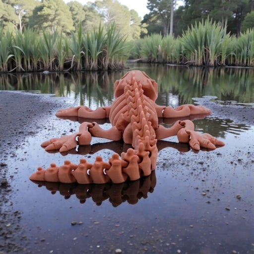 Skeleton Crocodile Silk Red Copper - Back