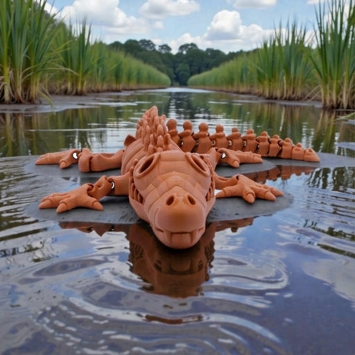 Skeleton Crocodile Silk Red Copper - Front
