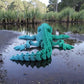 Skeleton Crocodile Silk Sapphire Forest - Back