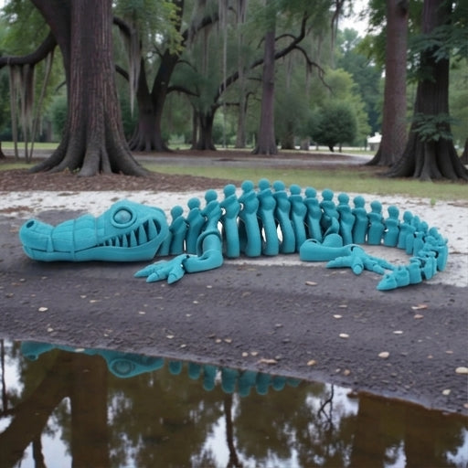 Skeleton Crocodile Silk Sapphire Forest - Side