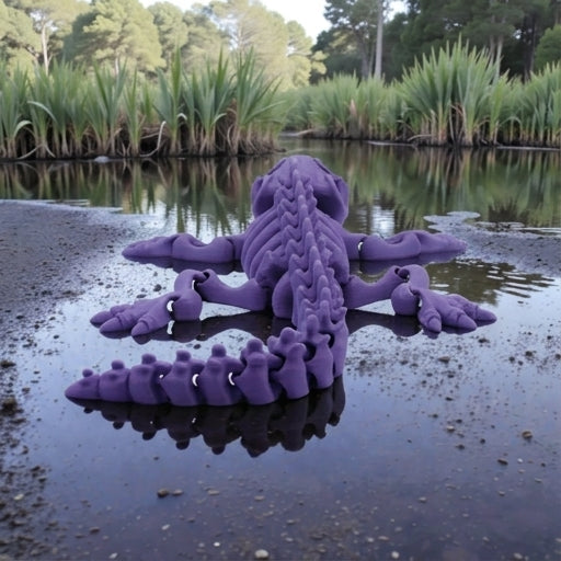 Skeleton Crocodile Silk Starling Purple - Back